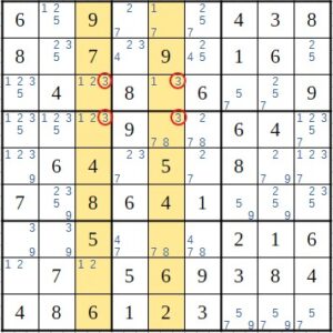 The X Wing is marked in the Sudoku puzzle